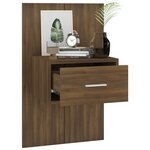 vidaXL Table de chevet murale Chêne marron