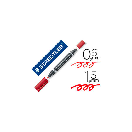 Feutre permanent lumocolor duo 348 staedtler double pointe rouge