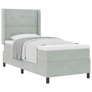vidaXL Lit à ressorts avec matelas Gris clair 90 x 190 cm Velours
