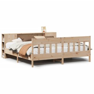 vidaXL Lit bibliothèque sans matelas 200x200 cm bois massif de pin