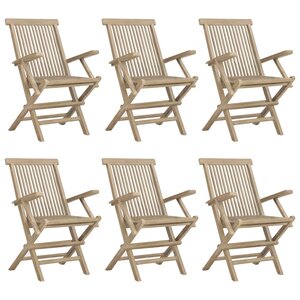 vidaXL Chaises de jardin pliantes lot de 6 gris 56x61x89 cm bois teck