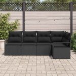 vidaXL Ensemble de Canapés avec coussin 5 Pièces Noir polyrotin