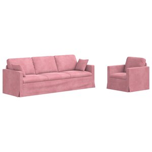 vidaXL Canapé 2 Pièces Rose 228 x 78 x 80 cm Velours