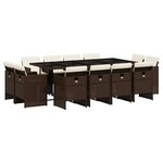 vidaXL Ensemble à manger de jardin avec coussins 13 Pièces marron rotin