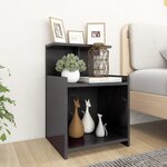 vidaXL Tables de chevet 2 Pièces Gris brillant 40x35x60 cm Aggloméré