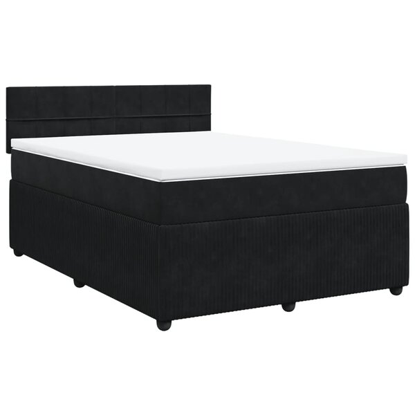 vidaXL Sommier à lattes de lit et matelas Noir 160x200 cm Velours