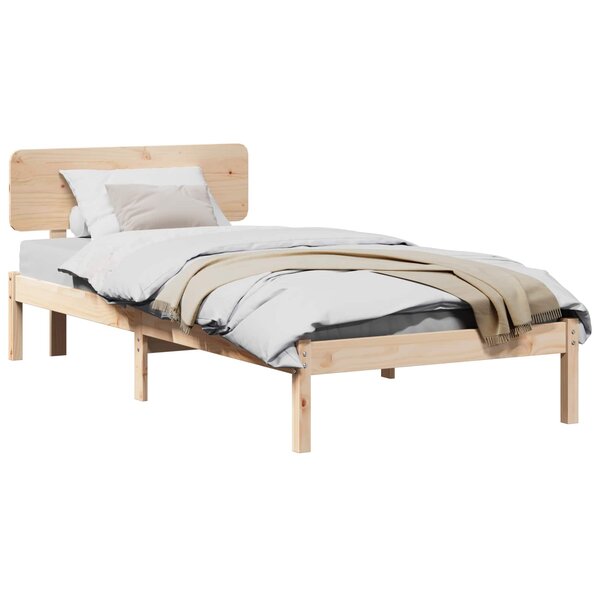 vidaXL Cadre de lit avec tête de lit Naturel 90 x 190 cm Pin massif