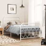 vidaXL Cadre de lit métal sans matelas et pied de lit blanc 107x203 cm