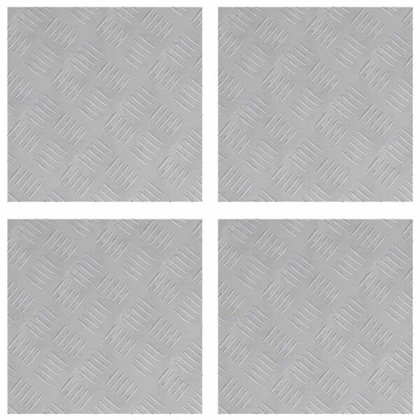 vidaXL Plaques à damier 4 Pièces Argent 40 x 40 cm Aluminium