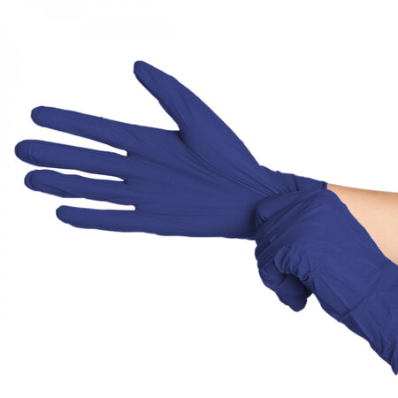 Boite de 100 gants en nitrile jetables - non poudrés - Taille M - Bleu Cobalt