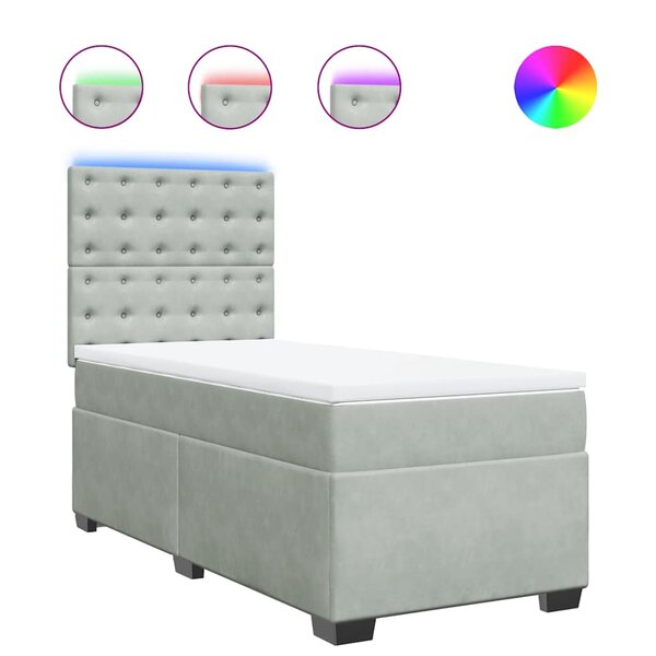 vidaXL Sommier à lattes de lit et matelas Gris clair 90x190 cm Velours