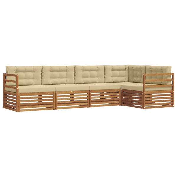 vidaXL Ensemble de canapés d'extérieur 5 pc Naturel et Beige