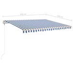 vidaXL Auvent automatique capteur de vent LED 450x350 cm Bleu et blanc