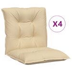 vidaXL Coussins de chaise de jardin à dossier bas lot de 4 beige
