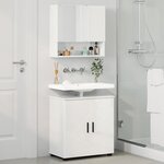 vidaXL Ensemble de mobilier de salle de bain 2 Pièces Blanc brillant