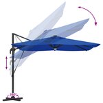 vidaXL Parasol déporté Roma de avec LEDs Bleu Azur 286x285x270 cm Aluminium