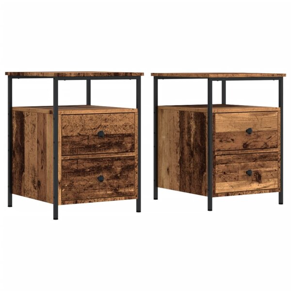 vidaXL Tables de chevet 2 Pièces vieux bois 44x45x60 cm bois d'ingénierie