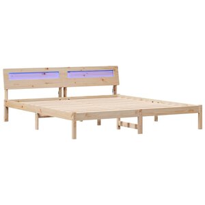 vidaXL Cadre de lit avec tête de lit Marron 200 x 200 cm Pin massif