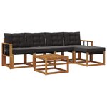 vidaXL Ensemble de canapés d'extérieur 6 pc Naturel et noir