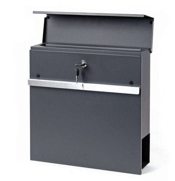Boite aux lettres design murale avec porte-journal 37x37x10 5cm anthracite et argenté