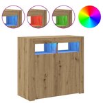 vidaXL Buffet avec lumières LED chêne artisanal bois d'ingénierie