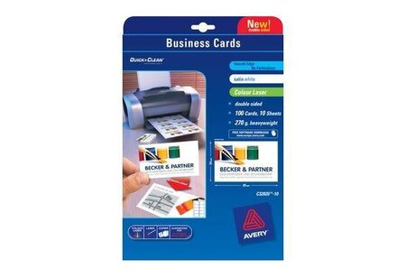 Cartes de visite quick & clean  mat  260g/m2 avery zweckform