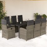 vidaXL Ensemble à manger de jardin 9 Pièces coussins gris résine tressée