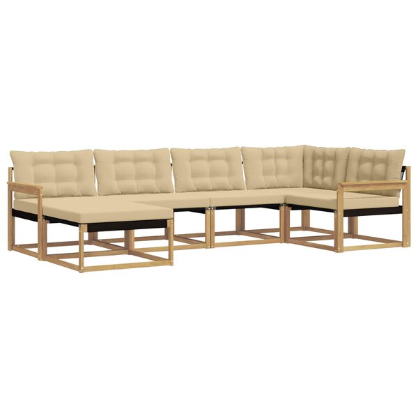vidaXL Ensemble de canapés d'extérieur 6 pc Blanc et Beige