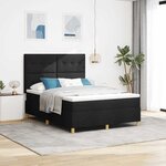 vidaXL Lit à ressort LED avec matelas Noir 160 x 200 cm tissu