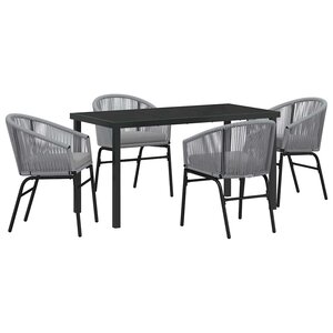 vidaXL Ensemble de salle à manger pour jardin 5 Pièces Gris Poly rotin