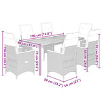 vidaXL Ensemble de bistro de jardin 7 Pièces coussins noir poly rotin