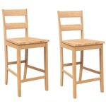 VidaXL Tabourets de bar 2 Pièces naturel bois massif d'hévéa