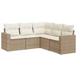 vidaXL Salon de jardin avec coussins 5 Pièces beige résine tressée
