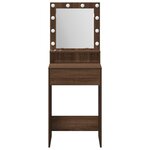 vidaXL Bureau de Maquillage avec Lumières LED - Chêne Marron - 50x41x135 cm