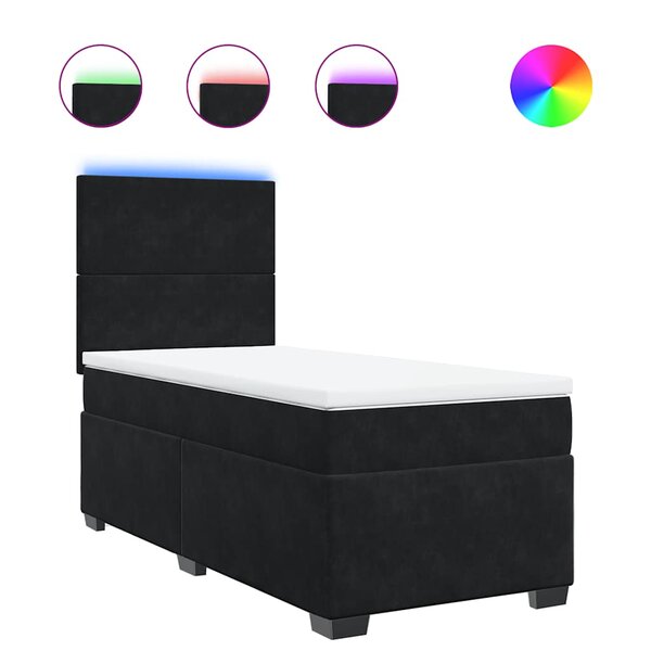 vidaXL Sommier à lattes de lit avec matelas Noir 90x190 cm Velours