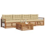 vidaXL Ensemble de canapés d'extérieur 5 Pièces Naturel et Beige