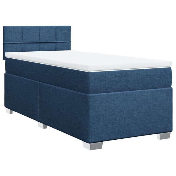 vidaXL Sommier à lattes de lit avec matelas Bleu 100x200 cm Tissu