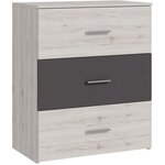 Commode Adria 3 tiroirs chêne cendré / Gris uni 75 x 41 x hauteur 90 cm