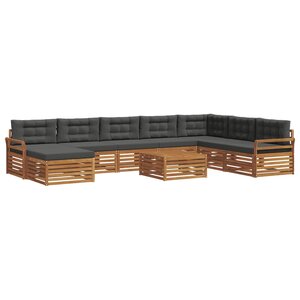 vidaXL Ensemble de canapés d'extérieur 9 Pièces Naturel et Anthracite