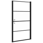 vidaXL Porte de douche 100x178 cm Verre trempé demi-dépoli Noir