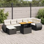 vidaXL Salon de jardin 5 Pièces avec coussins noir résine tressée acacia