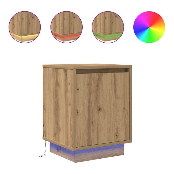 vidaXL Armoire de chevet et lumières LED chêne artisanal 38x34x50 cm