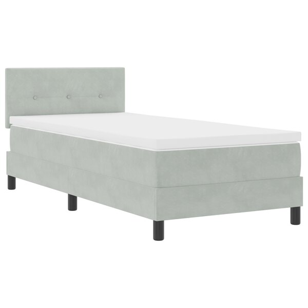Lit box spring vidaXL avec matelas et lumière LED Gris clair 100x200 cm Velours