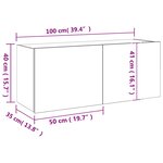 vidaXL Meuble TV mural avec lumières LED gris béton 100x35x41 cm