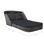 vidaXL Chaise longue avec auvent Résine tressée Anthracite