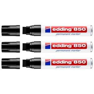 Marqueur Permanent 850 Noir Pointe Large Biseautée 5-15 mm x 3 EDDING
