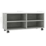 vidaXL Meuble TV avec roulettes Gris béton 90x35x35 cm Bois ingénierie