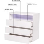 Commode LUX - 3 tiroirs et 1 niche + LED - Blanc - L 75 x P 40 x H 77 cm