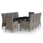 vidaXL Mobilier à dîner de jardin 11 Pièces Résine tressée Gris