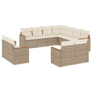 vidaXL Salon de jardin 11 Pièces avec coussins beige résine tressée